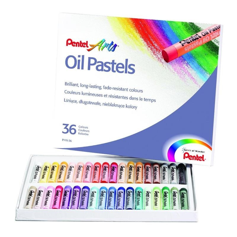 Пастель масляная 36 цветов Pentel Oil Pastels, круглая, картонная упаковка (PHN4-36)  #1