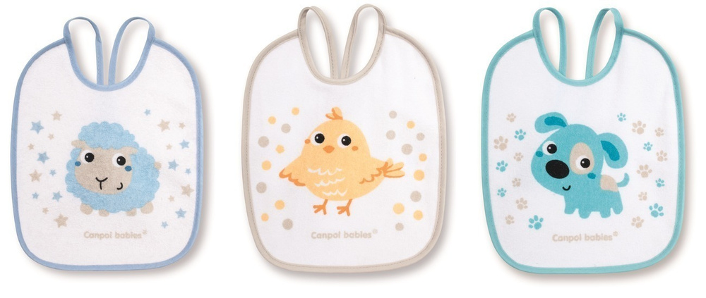 Нагрудник для кормления детский слюнявчик махровый хб на завязках набор 3 шт Canpol Babies. Подарок для #1