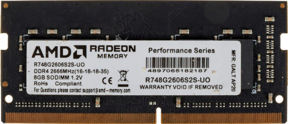 AMD Оперативная память Память DDR4 8Gb 2666MHz R748G2606S2S-U Radeon R7 Performance Series RTL PC4-21300 #1