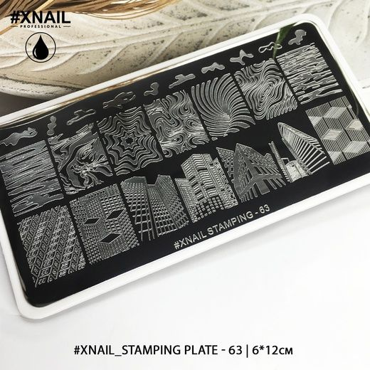 XNAIL PROFESSIONAL Пластина для стемпинга для дизайна ногтей 6х12 см №63  #1