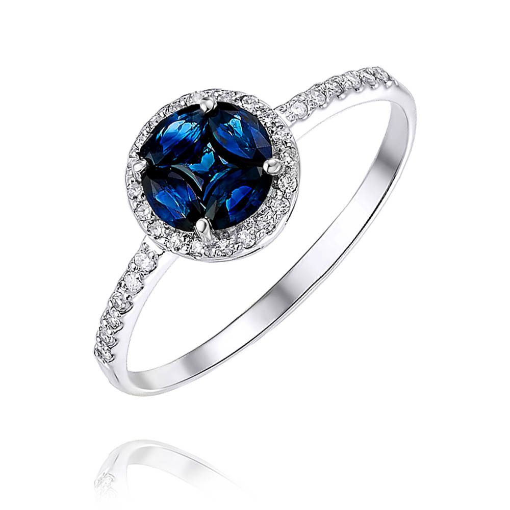 АДАМАС Золотое кольцо женское 585 пробы с бриллиантами и сапфирами - купитьс доставкой по выгодным ценам в интернет-магазине OZON (1121133019)