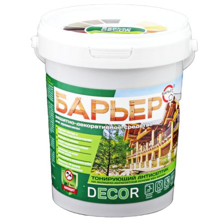 Защитно-декоративный антисептик Барьер Decor, бесцветный, ведро 0,9 кг  #1