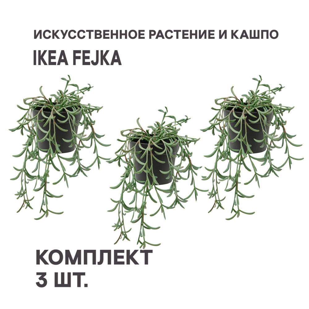 Комплект 3 шт.Искусственное растение в горшке IKEA FEJKA ФЕЙКА 9 см д/дома/улицы/Крестовник укореняющийся #1