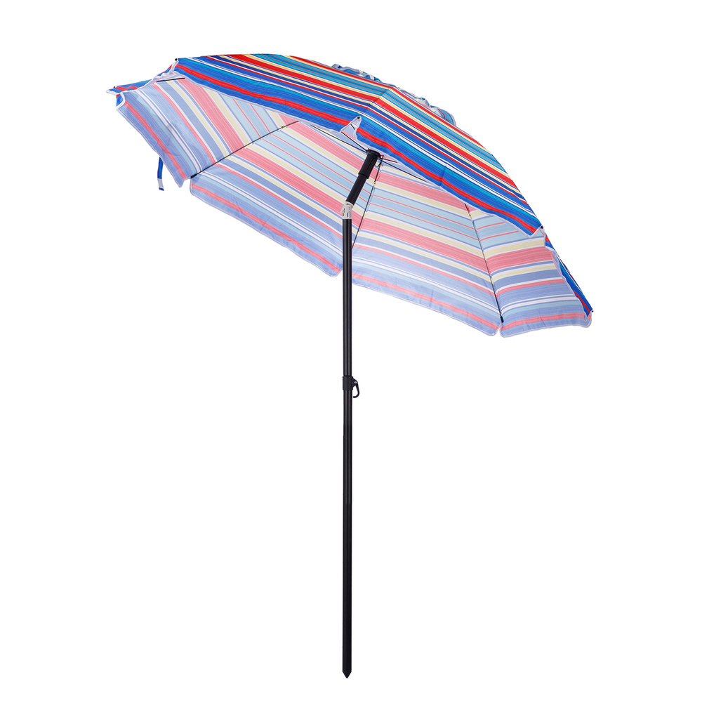 Пляжный зонт, 2,2 м, оксфорд, с клапаном, с наклоном (мультиколор/принт "полоса") в чехле  #1