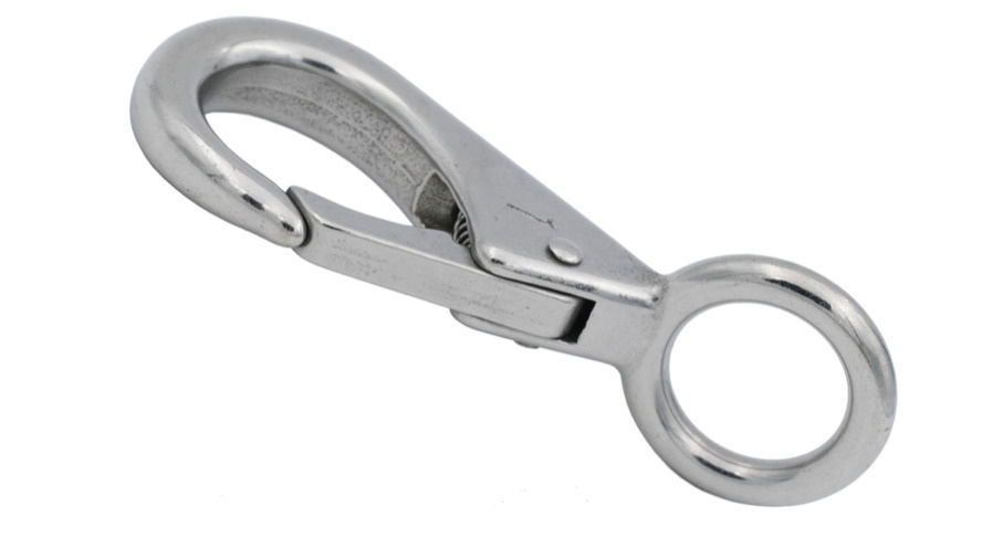 Карабин-защелка с кольцом 53 мм, нержавеющая сталь А4 (2 шт.) для использования с веревками, цепями, #1