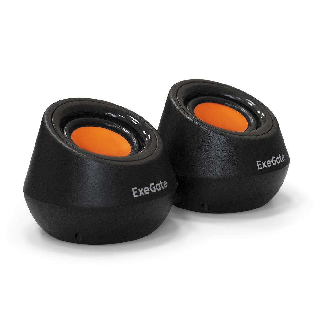 Акустическая система 2.0 ExeGate Disco 130 (питание USB, 2х3Вт (6 Вт RMS), 100-20000Гц, черный/оранжевый) #1