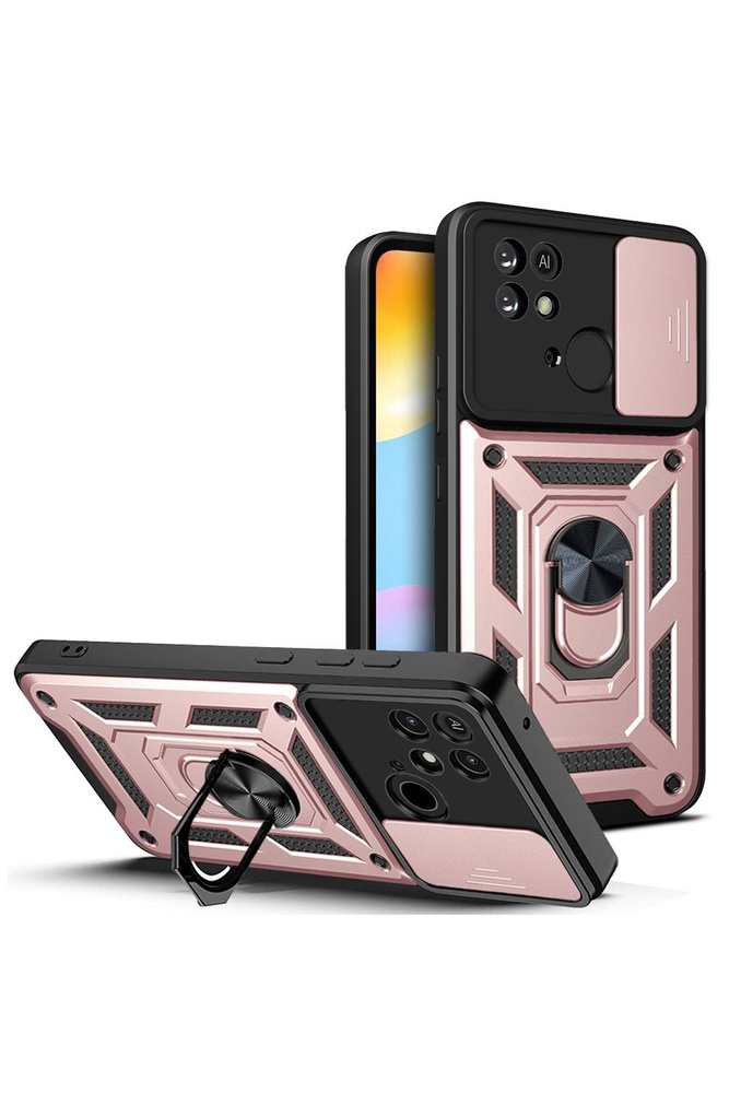 Чехол противоударный armors для Xiaomi Redmi 10C и Poco C40 / Редми 10С и Поко С40 с защитой камеры (Розовый) #1