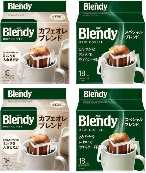 AGF Blendy Молотый Японский кофе в дрип-пакетах, Ассорти, 4 упаковки по 18 шт  #1
