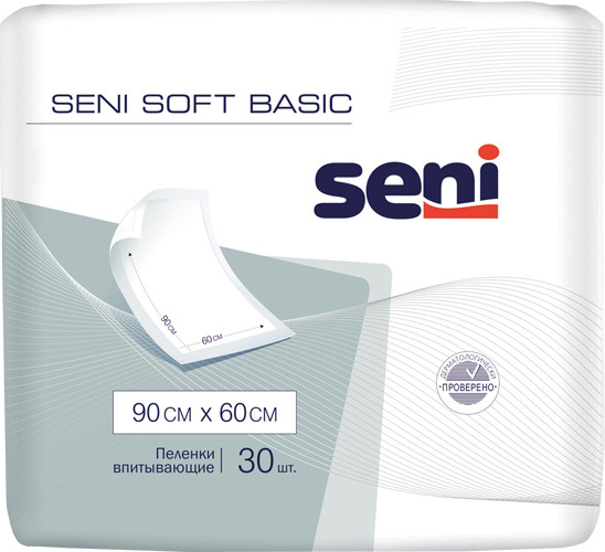 Пеленки впитывающие одноразовые медицинские Seni Soft Basic 90х60 см, 30 шт.  #1