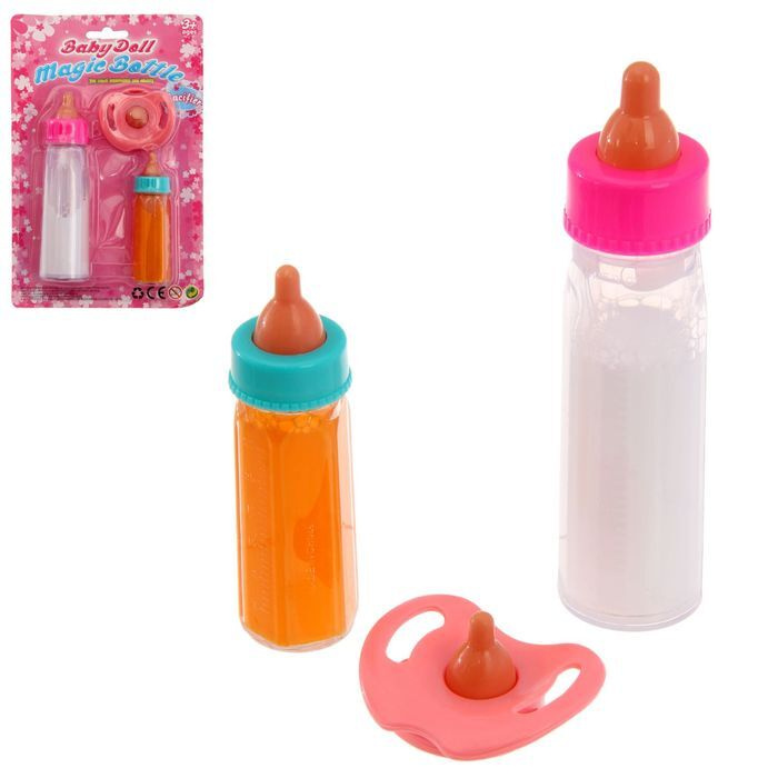 Волшебная бутылочка для кукол, набор 2 шт. с соской "Baby doll", с жидкостью, кукольные аксессуары и #1