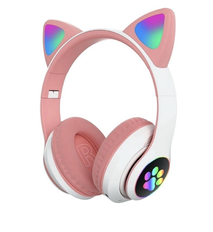 Беспроводные наушники с ушками кошки Cat ear VZV-23M Bluetooth 5.0 розовые  #1