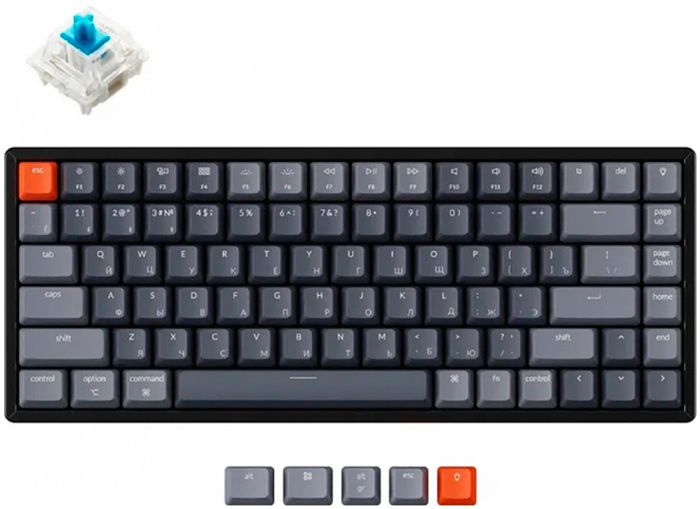 Клавиатура Keychron K2, 84 клавиши, алюминиевый корпус, RGB подсветка, Hot-Swap, Gateron Blue Switch #1