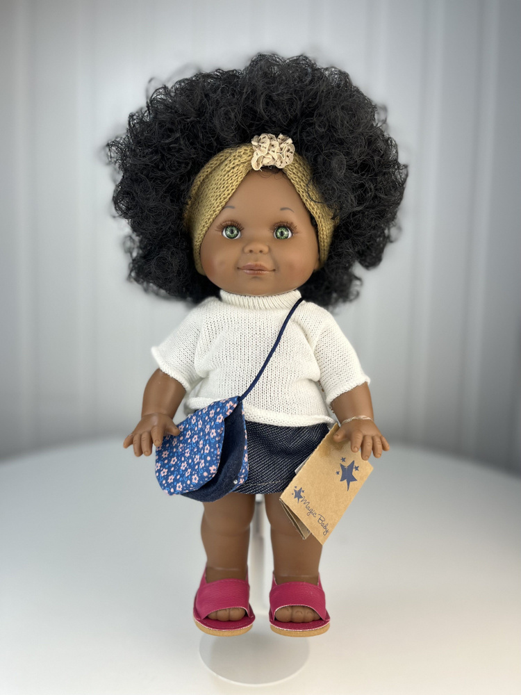 Кукла Lamagik "Бетти" темнокожая, в джинсовой юбке и белой кофте, 30 см, арт. 31117  #1