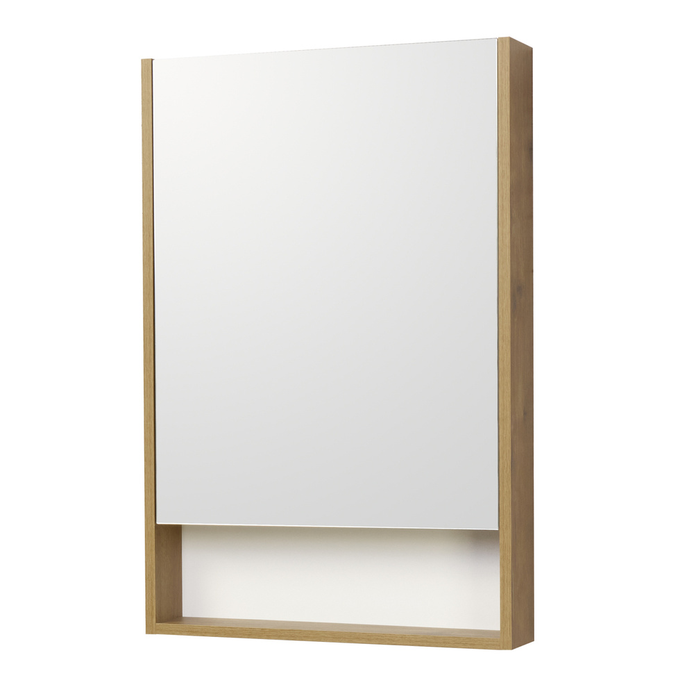 Зеркальный шкаф Aquaton Сканди 55 белый, дуб рустикальный 1A252102SDZ90  #1
