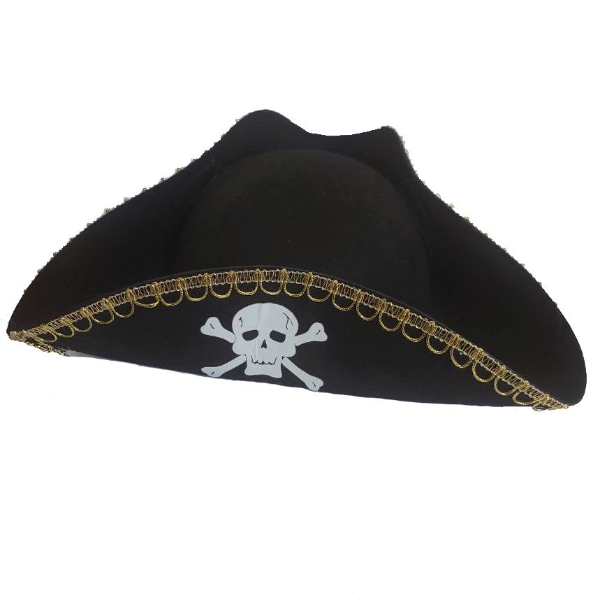 Шляпа "Пиратская" с золотой тесьмой, с черепом, размер: 56 см.  #1