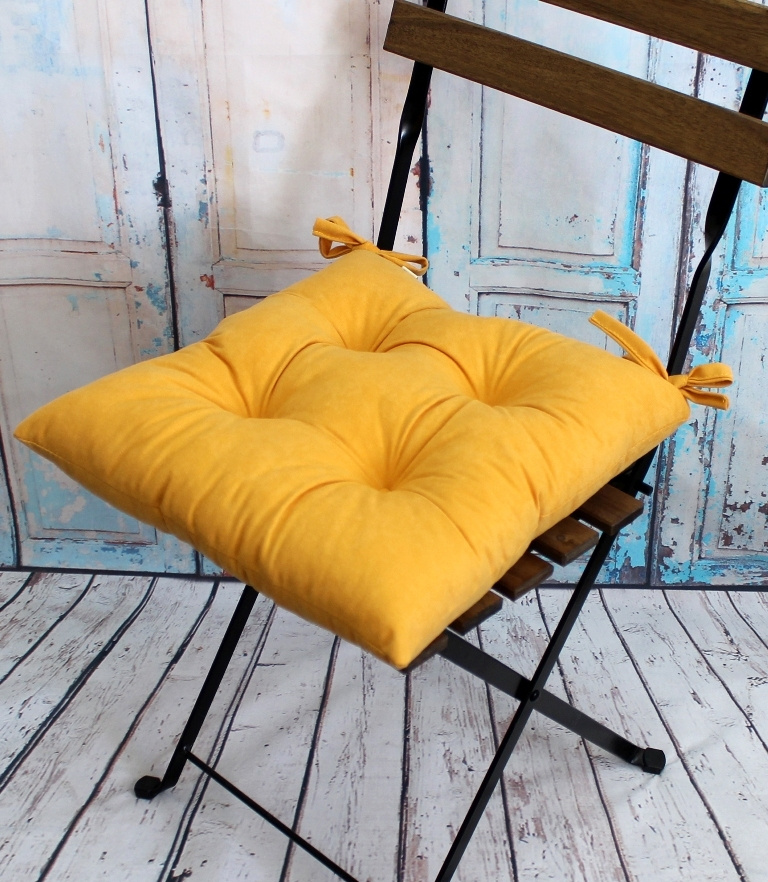 Подушка для сиденья МАТЕХ VELOURS LINE 42х42 см. Цвет горчичный, арт. 37-576  #1