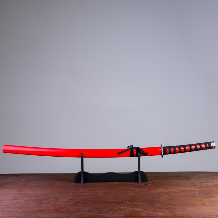 Сувенирное оружие "Катана на подставке", красные ножны, 103см  #1