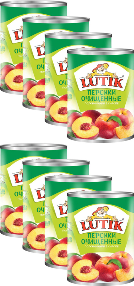 Персики Lutik половинки очищенные в сиропе, комплект: 8 упаковок по 410 г  #1
