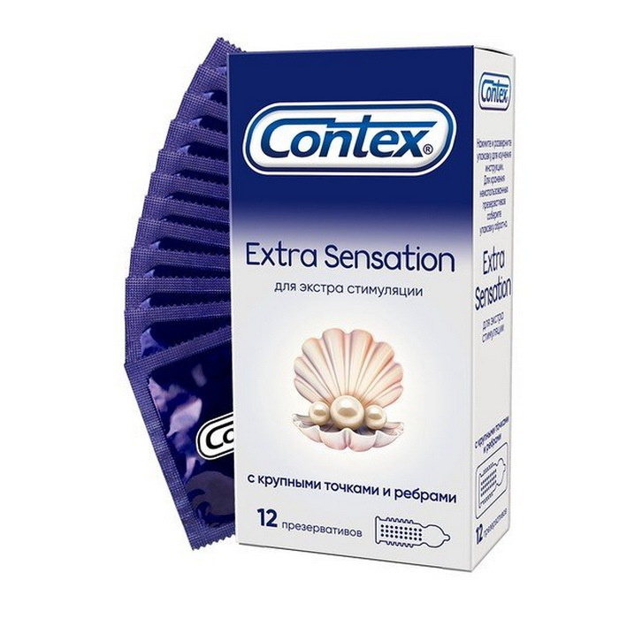 Презервативы CONTEX Extra Sensation с крупными точками и ребрами, 12 шт  #1