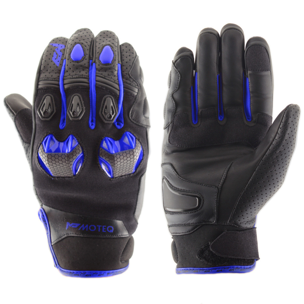 Перчатки мотоциклетные MOTEQ Stinger 4 клапана вентиляции, мужские, черный/синий, размер XL  #1