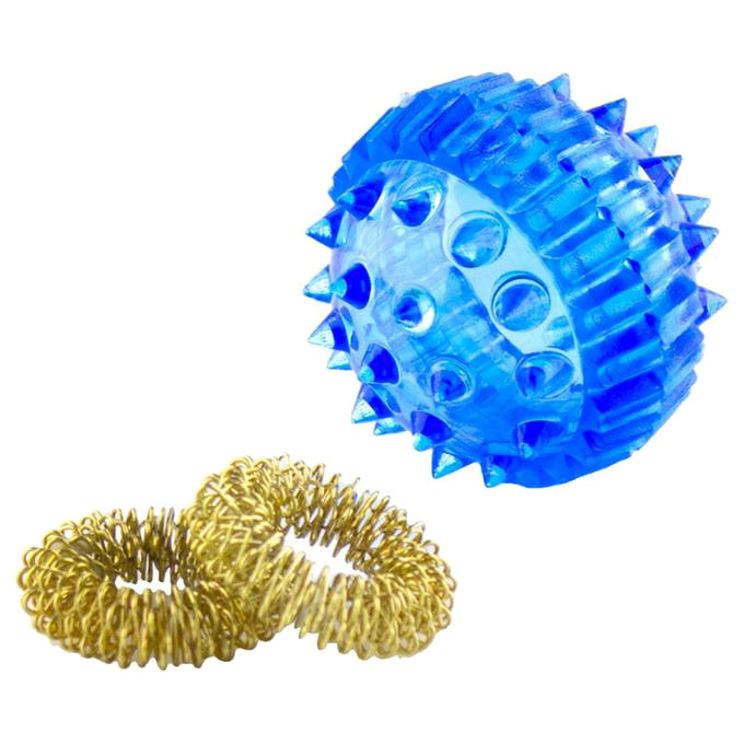 Су-джок массажный шарик с пружинными кольцами, развитие мелкой моторики Синий  #1