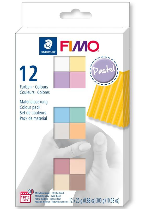 Комплект запекаемой полимерной глины Fimo Soft 8023 C12-3 Пастельные цвета (12х25 г.) 12 блоков разных #1