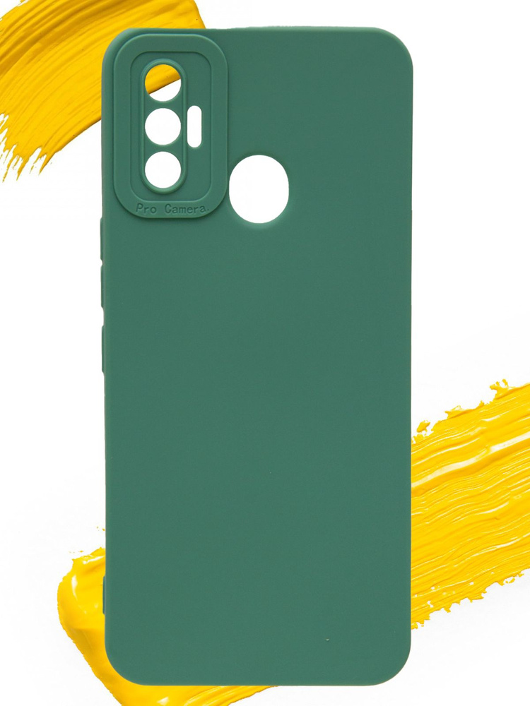 Чехол для Tecno Spark 7 / чехол на текно спарк 7 с защитой камеры зеленый  #1