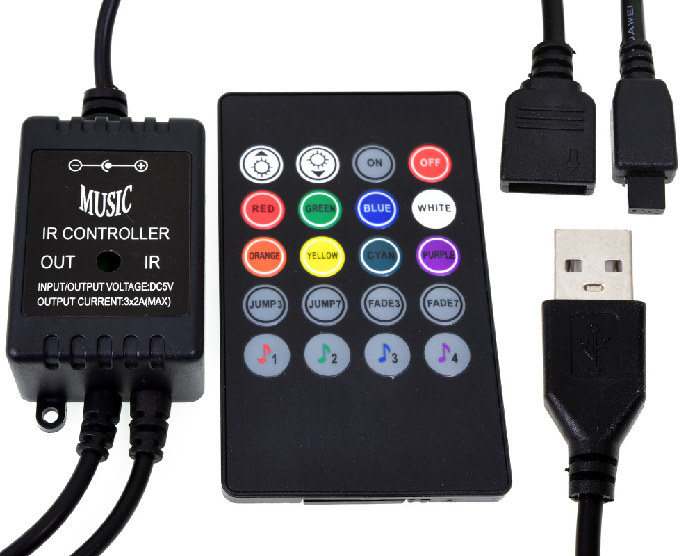 Контроллер RGB музыкальный с пультом Music IR Controller DLED c USB 5V (1шт.)  #1