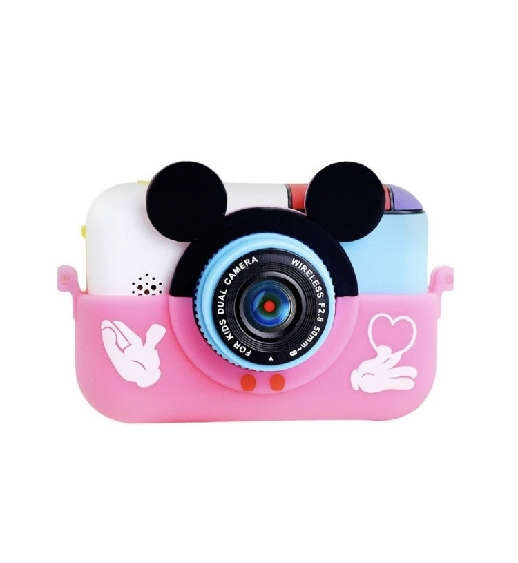 Фотоаппарат Микки Маус розовый +защитный чехол / Kids camera Mickey Mouse  #1