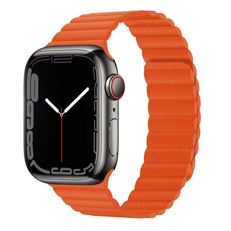 Ремешок для смарт-часов, фитнес-браслета Apple Watch Series 1 2 3 4 SE 5 6 7 8 ultra ультра кожаный магнитный #1