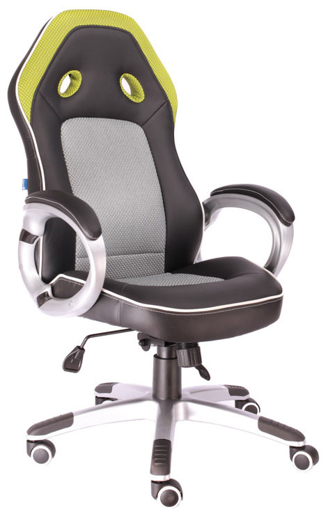 Everprof Игровое компьютерное кресло, Экокожа, Ткань, черно/зеленый  #1