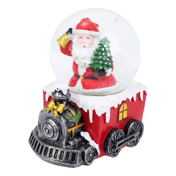 Снежный шар сувенир 8833 "Дед Мороз на паровозике с ёлочкой", светодиодный, 3хААА, 11*8*15 см  #1