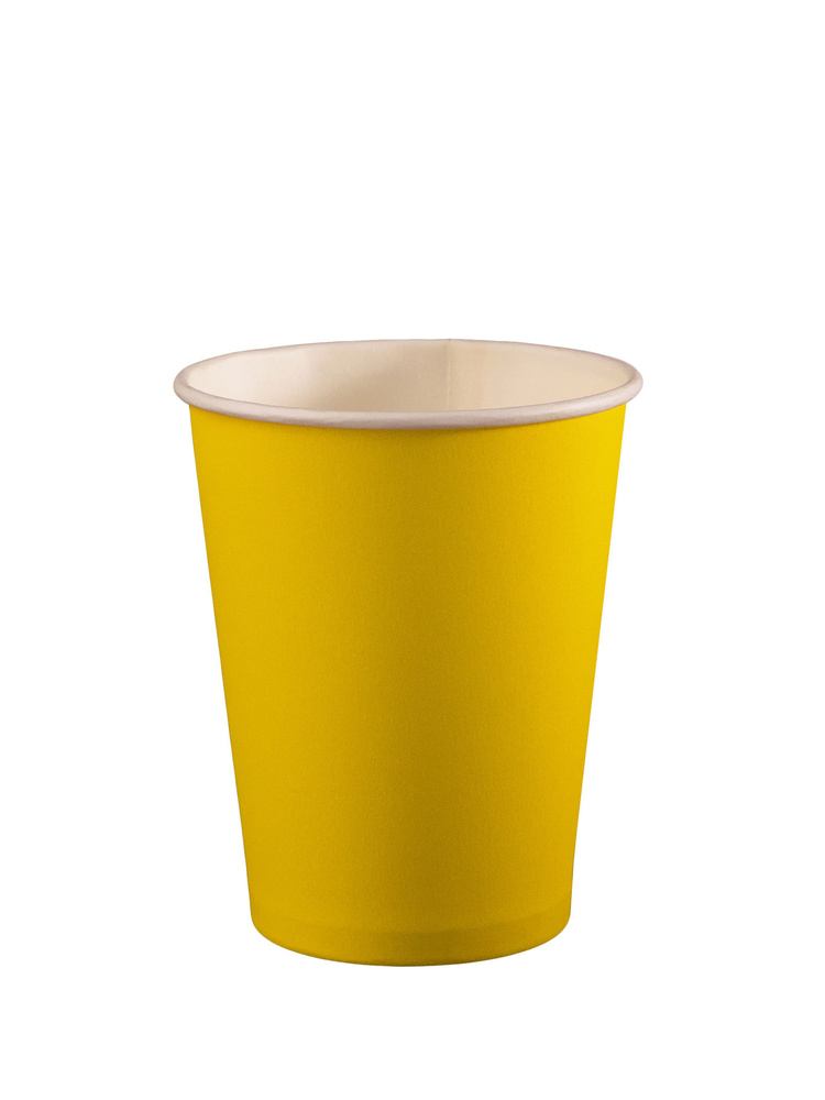 Комплект 500 штук. Цвет Жёлтый. Объём 350 мл. Однослойный бумажный одноразовый стакан. Для горячего и #1