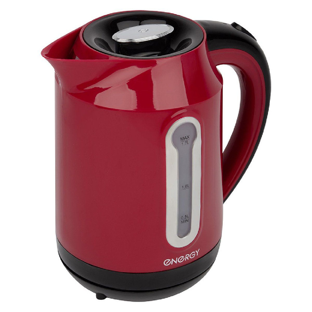 Energy E-210 чайник электрический дисковый, 1.7л, 2200Вт, пластиковый, шкала уровня воды, красный  #1