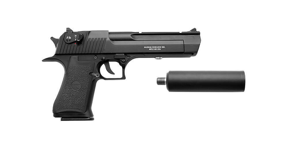 Пистолет игрушечный металлический Desert Eagle с глушителем торговой марки PLAYSMART / Стальное оружие #1