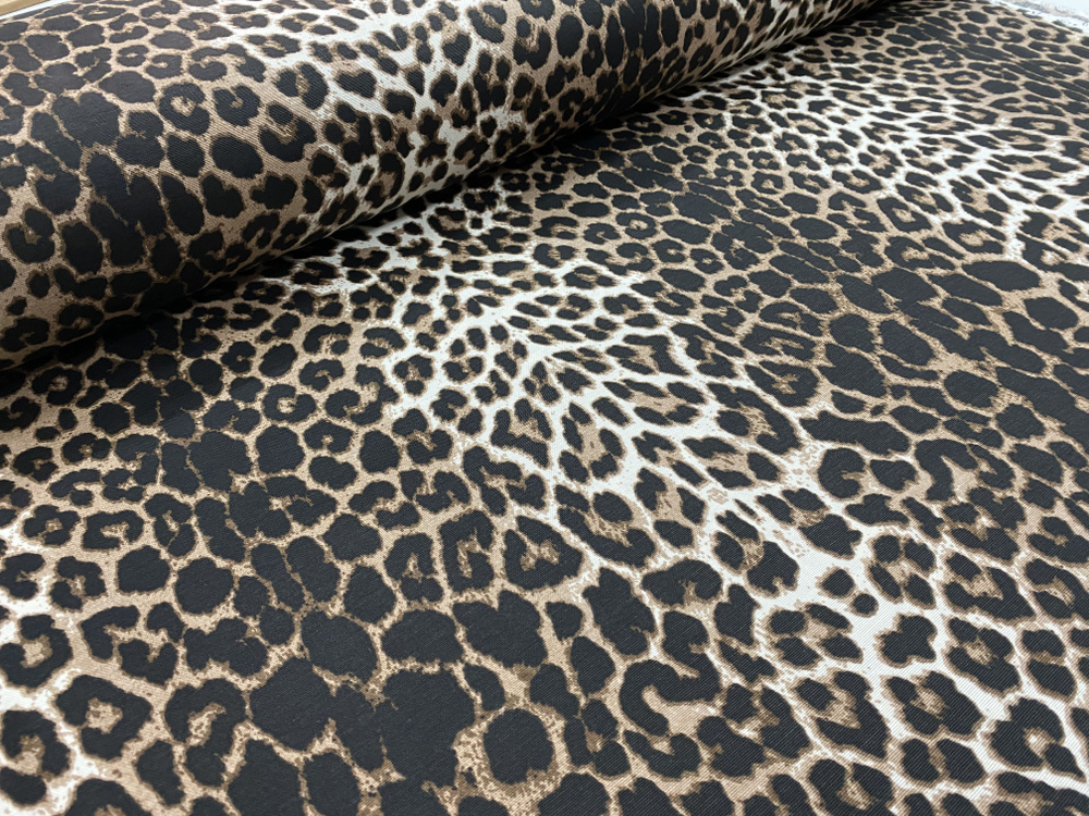 Ткань DUCK с водоотталкивающей пропиткой, 100*180 см, принт Леопард цвет черный  #1