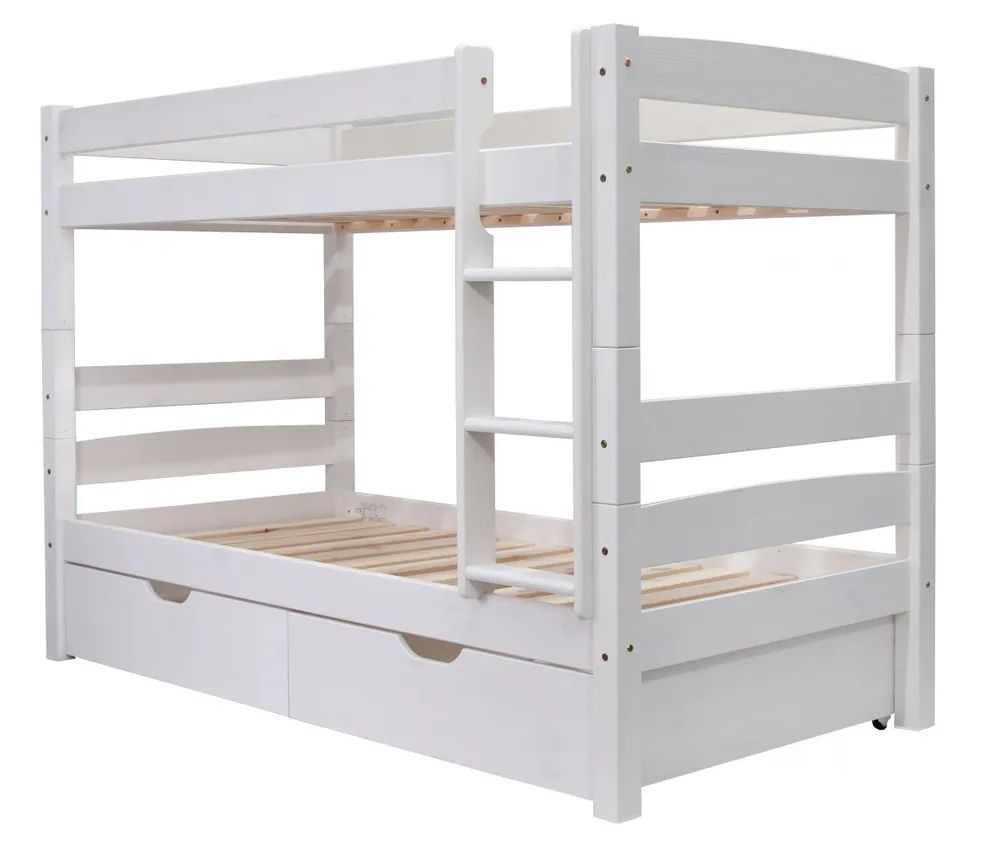 Двухъярусная кровать 90х200 Дана из массива сосны, белая