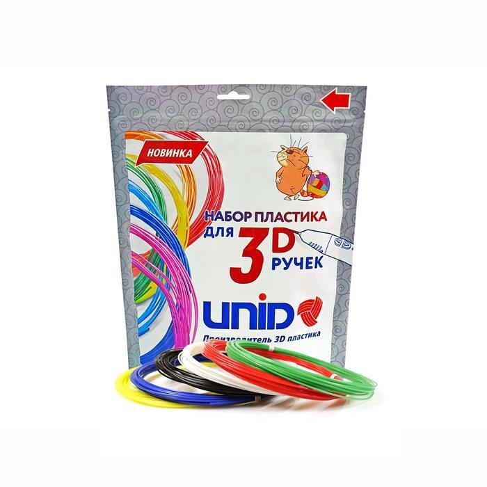 UNID, Пластик, PLA-6, для 3Д ручки, 6 цветов в наборе, по 10 метров  #1