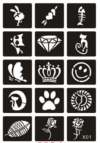 39 многоразовых трафаретов, набор №66, трафарет для тату и дизайна хна  #1