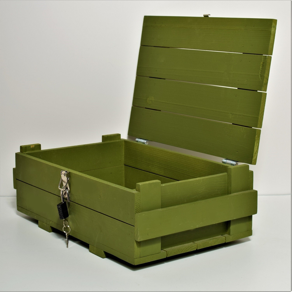 Ящик деревянный зеленый с замком в армейском стиле Россия  #1