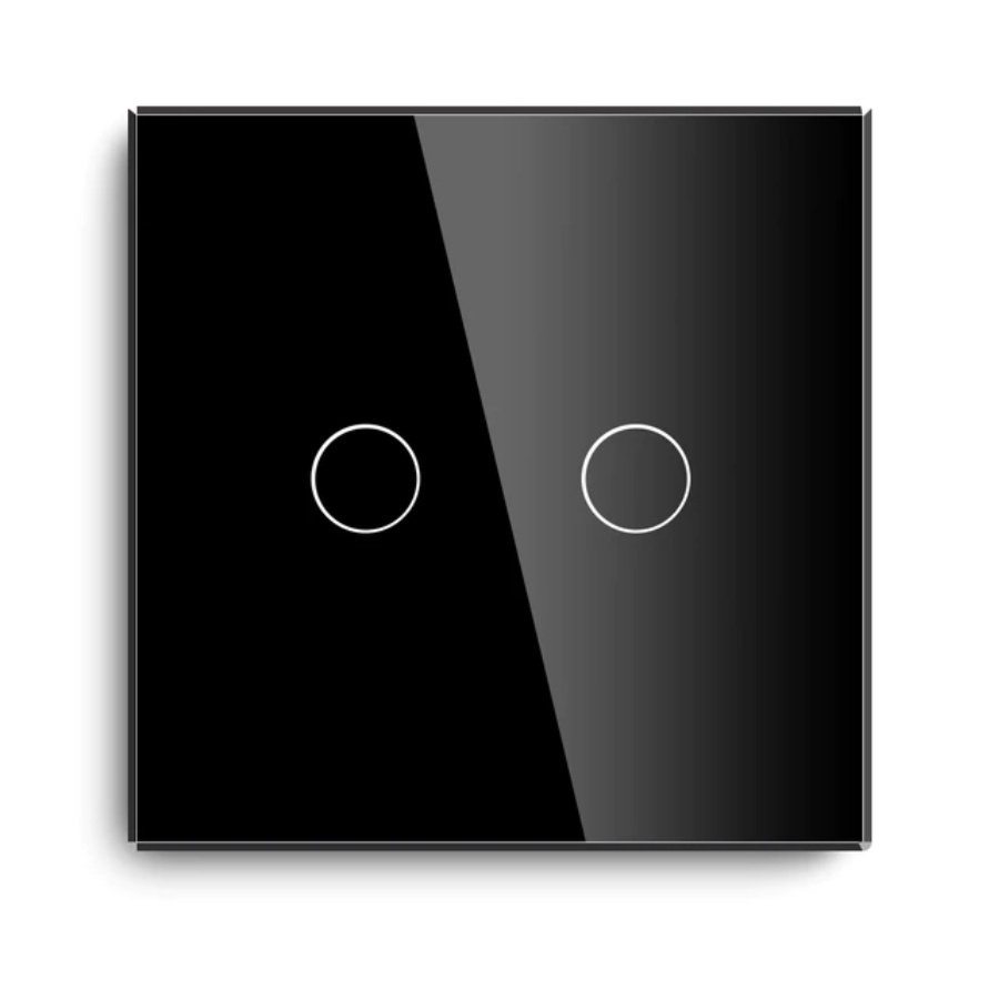 Умный сенсорный выключатель DiXiS Wi-Fi Touch Wall Light Switch (Zigbee) 2 Gang / 1 Way (86x86) Black #1