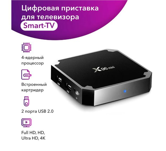 Смарт ТВ приставка X96 Mini 2/16 Гб, Amlogic S905W2, ТВ бокс ,Андроид 11, 4К,Smart-TV Box.  #1