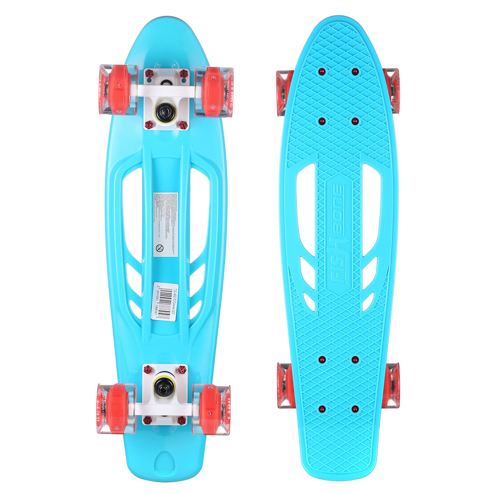 Пенни Борд Fish Skateboards 22" синий LED / светящиеся колеса / алюминиевая подвеска / мини круизер / #1