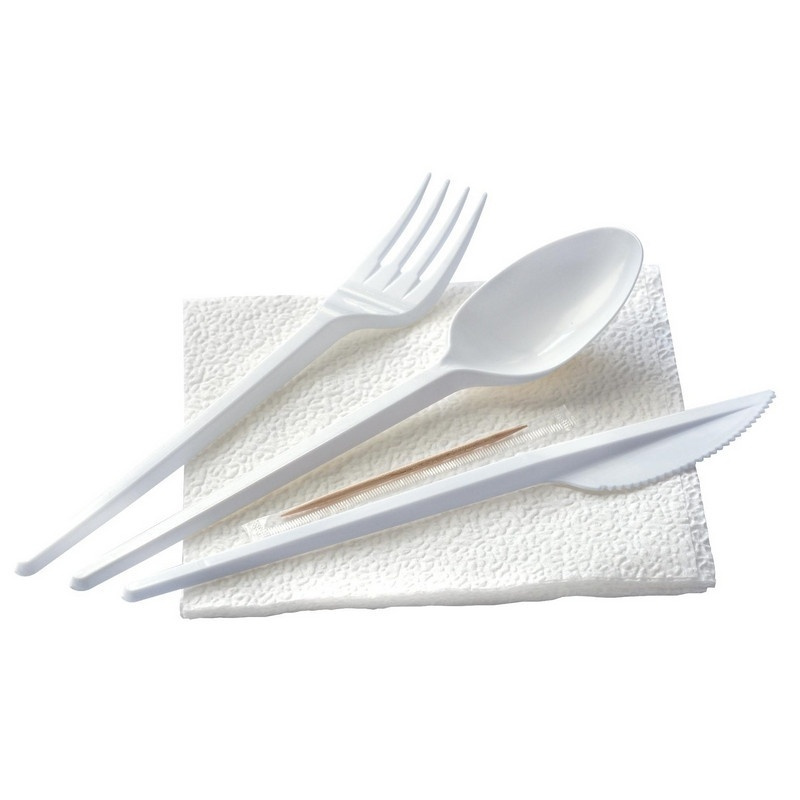 Комплект одноразовой посуды КНР №5, вилки, ложки, ножи, салфетки, зубочистки, 200 шт  #1