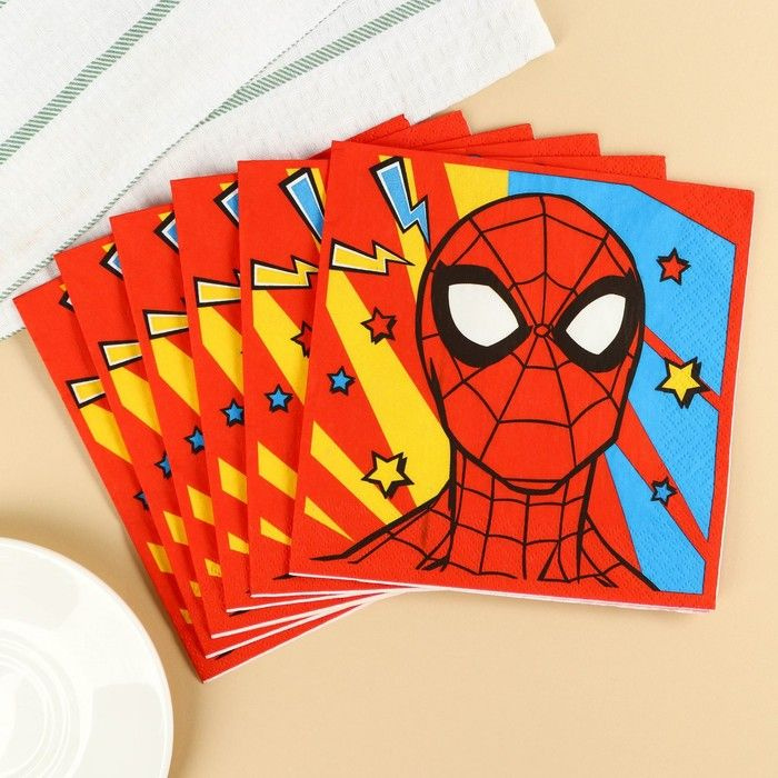 Бумажные салфетки Человек-паук, 33х33 см, 20 шт, 3-х слойные #1