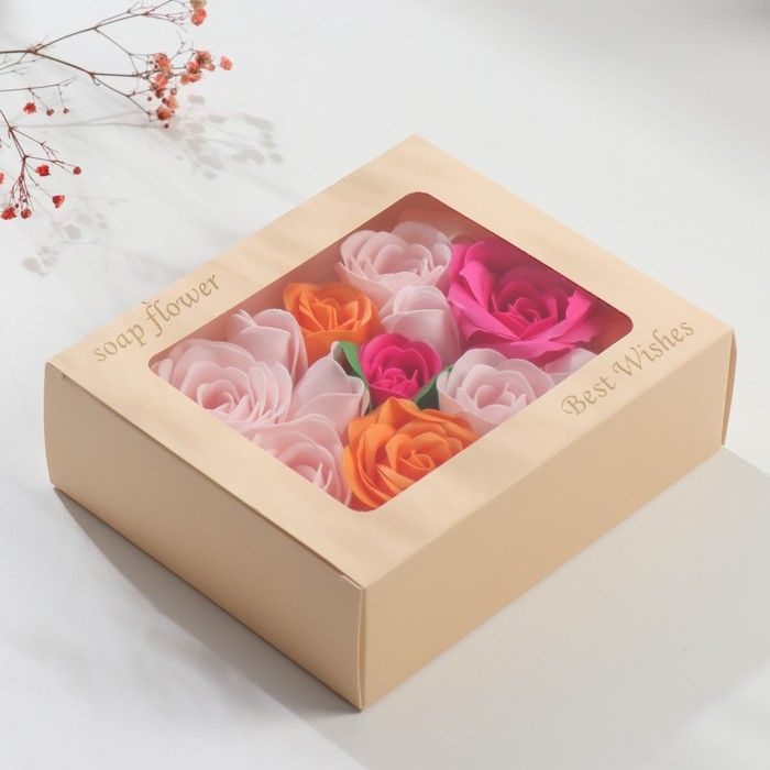 Мыльные лепестки "Разноцветные розы" набор 15 штук 5х16х13,6 см  #1