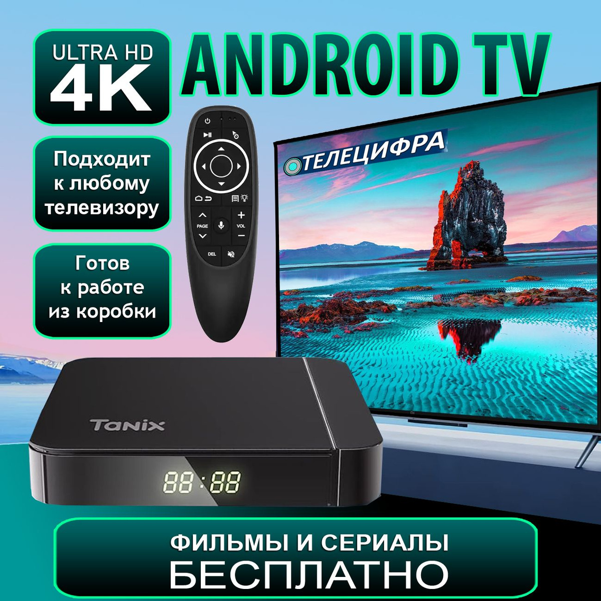 Смарт ТВ приставка для телевизора Tanix W2 4K