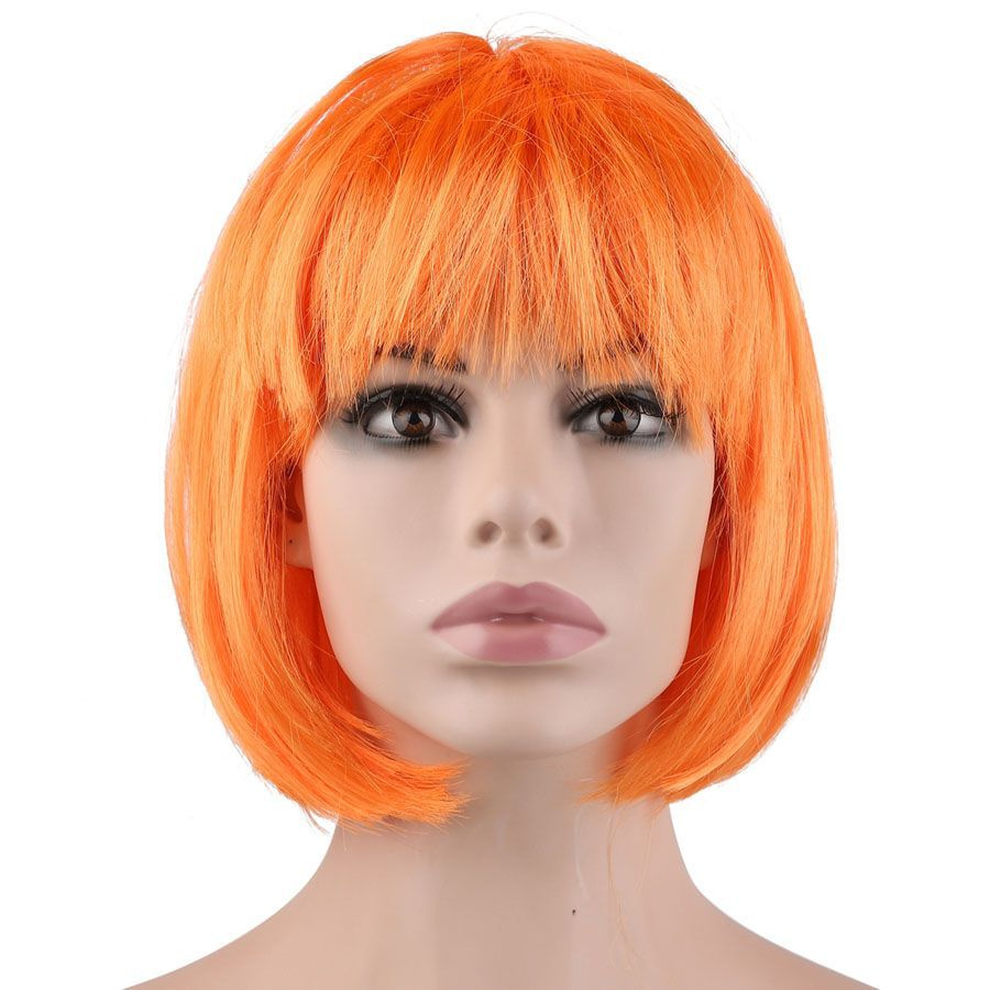 Карнавальный праздничный парик из искусственного волоса Riota Каре, 110 гр, оранжевый, 1 шт.  #1