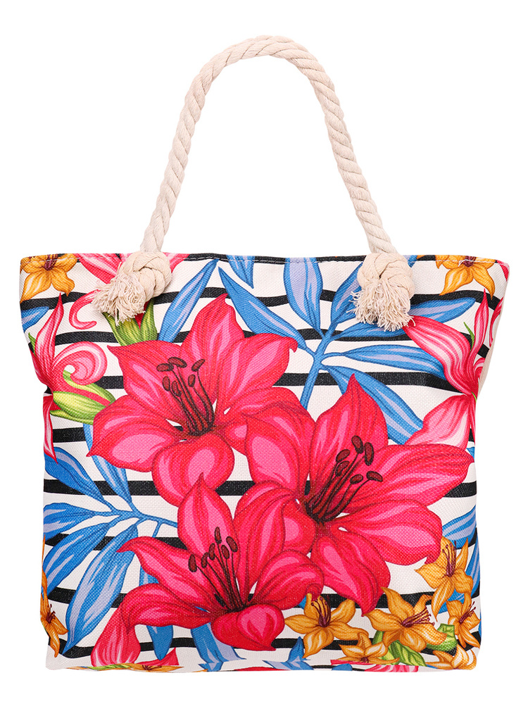Пляжная сумка Miland "Экзотические цветы" 45х38 см на молнии/ женская летняя на плечо/ аксессуары на #1