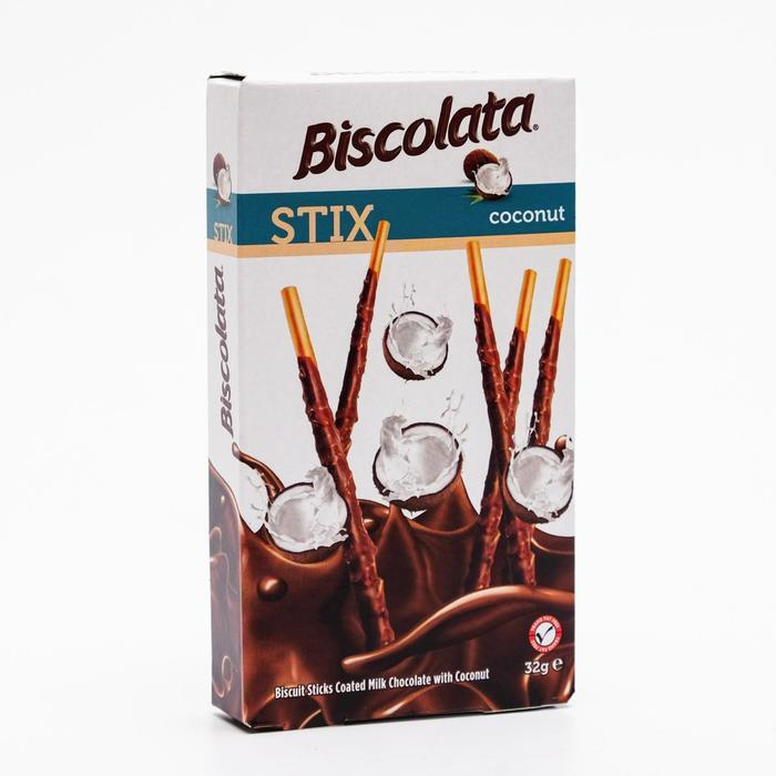 Бисквитные палочки Biscolata в молочном шоколаде с кокосовой стружкой, 32 г  #1